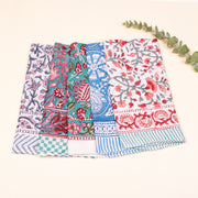 Set of 5 - Pure Cotton Bandanas, Lightweight Handcrafted Cotton Bandana, Organic Cotton Bandanas, Trendy Western Scarf For Festival & Outdoor